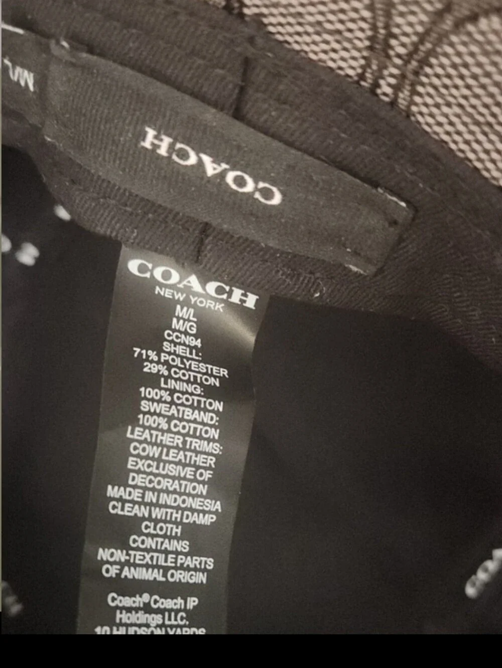 NWT Coach Monogram Bucket Hat in Black and Gray